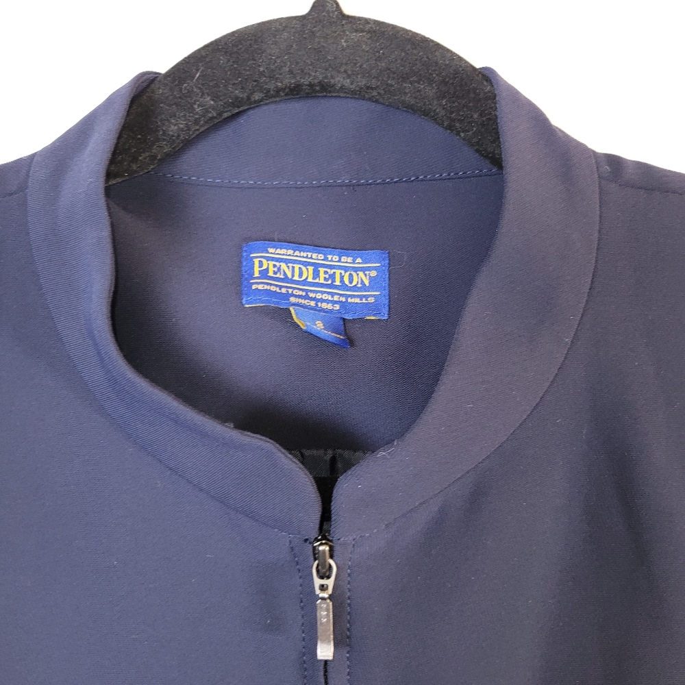 Pendleton Wool Mills Navy Blue Hidden Full Zip Professional Blazer Jacket Sz 8 - Picture 4 of 14